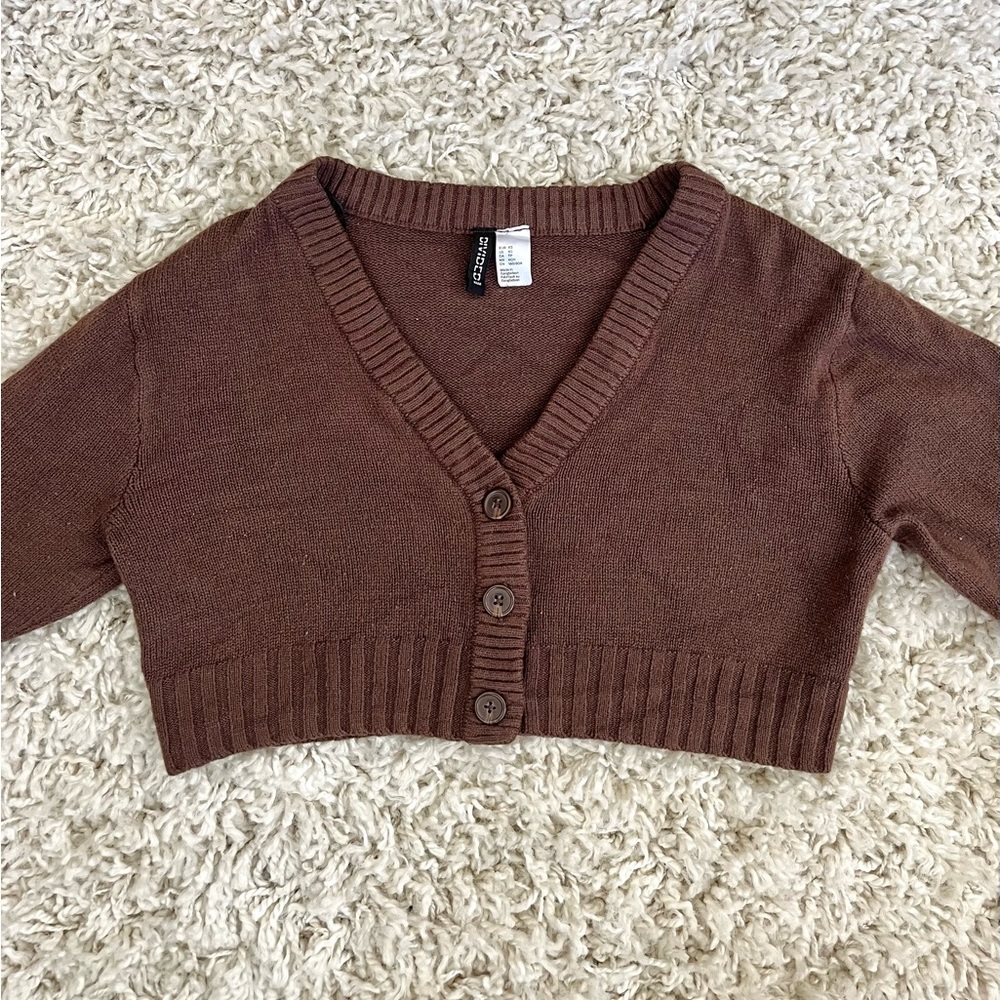 H&M Cropped Sweater in Brown, Size XS